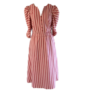 Matilda Jane NWT pink, red, and white striped shirt sleeve dress sz M